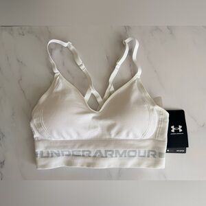 Under Armour White Seamless Light-Support Sports Bra with Branded Band